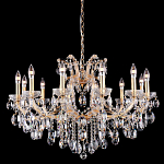 Люстра подвесная с 12-ю лампочками и прозрачными хрустальными подвесками на основании золотого цвета Crystal lamps варинант исполнения - 1 | Loft Concept в Воронеже