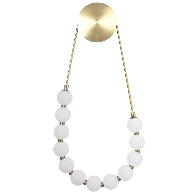 Настенный светильник с плафонами в виде шаров из акрила Pearls Suspension Brass Wall Lamp Латунь Белый Настенный светильник с плафонами в виде шаров из акрила Pearls Suspension Brass Wall Lamp Латунь Белый в Воронеже | Loft Concept