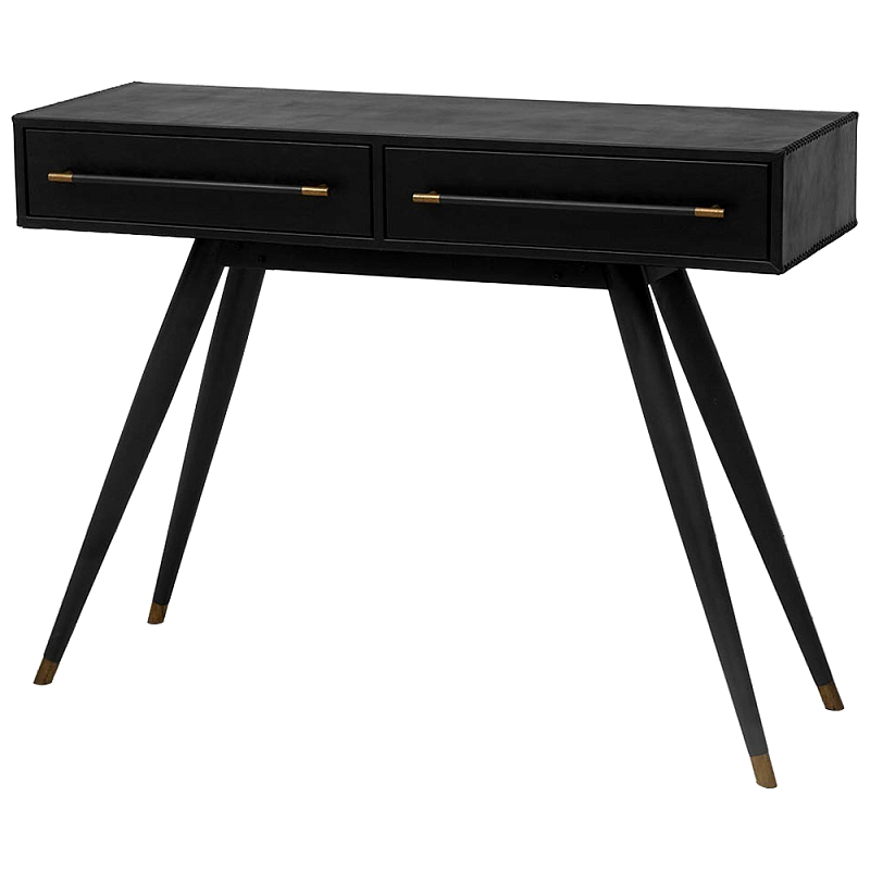 Консоль с 2-мя ящиками Idoya Black Console Черный Латунь Консоль с 2-мя ящиками Idoya Black Console Черный Латунь в Воронеже | Loft Concept