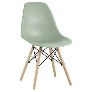 Пластиковый стул на ножках из массива бука Eames Mint