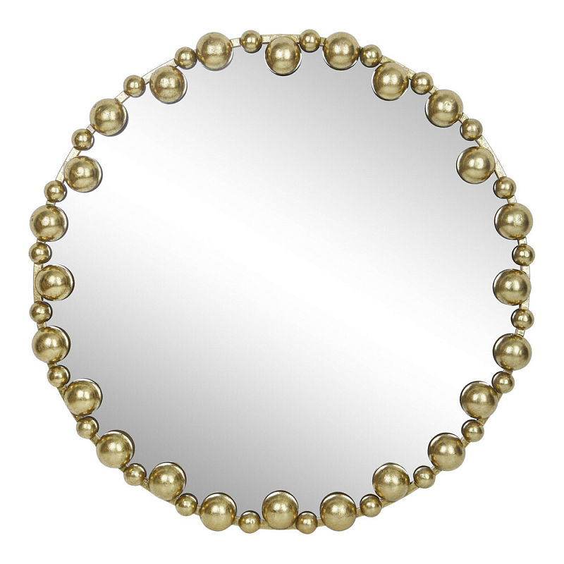 Зеркало круглое в фактурной золотистой раме из металла Mirror Golden Placer Золотой в Воронеже | Loft Concept 