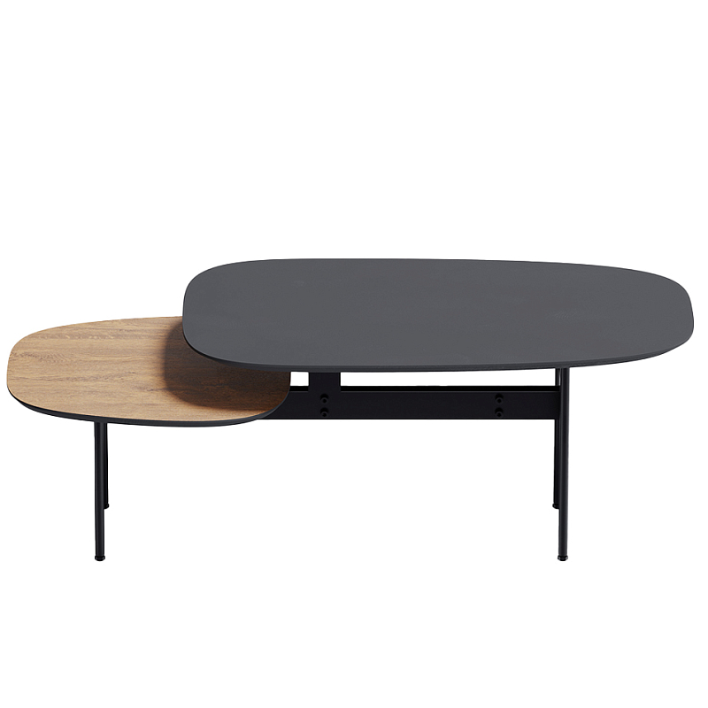 Step журнальный столик из натурального дуба и металла Черный Светлый дуб в Воронеже | Loft Concept 