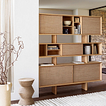 Приставной стол с отделкой из джута Juti D30 см варинант исполнения - 7 | Loft Concept в Воронеже