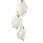 Подвесной светильник светодиодный с 6-ю белыми плафонами в виде цветов Flower Light Gold варинант исполнения - 3 | Loft Concept в Воронеже