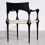 Стул дизайнерский с плетеным сидением Kronos Dining Chair Black варинант исполнения - 5 | Loft Concept в Воронеже