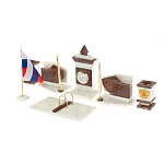 Настольный письменный набор из мрамора и лемезита с гербом и флагом России Marble Accessory варинант исполнения - 2 | Loft Concept в Воронеже