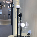 Настольная лампа с тремя прозрачными куполообразными плафонами и черным металлическим основанием Flos Wireline Lighting варинант исполнения - 4 | Loft Concept в Воронеже