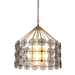 Люстра подвесная с круглыми дисками из серого фактурного стекла с белым матовым шаром внутри Quintiesse варинант исполнения - 1 | Loft Concept в Воронеже