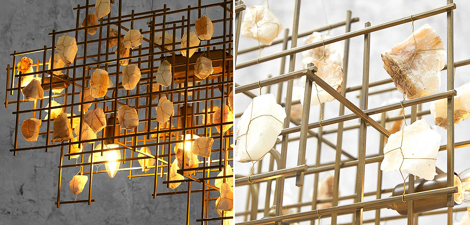 Люстра металлическая с подвесками из камня Geometric Stones Chandelier Люстра металлическая с подвесками из камня Geometric Stones Chandelier - Loft-Concept в Воронеже