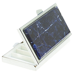 Таблетница карманная прямоугольная на 7 отделений с зеркалом и накладкой из натурального камня Содалит Silver Stone Pillboxes варинант исполнения - 1 | Loft Concept в Воронеже