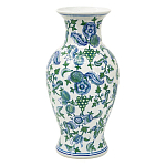 Ваза с зелено-голубым цветочным узором на белом фоне 47 см Blue & White Ornament варинант исполнения - 1 | Loft Concept в Воронеже