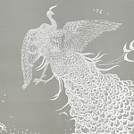 Обои ручная роспись в стиле Арт-деко Whistler Peacocks Special Colourway on Pale Grey dyed silk варинант исполнения - 1 | Loft Concept в Воронеже