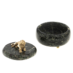 Шкатулка из натурального камня змеевик с фигуркой льва Stone Casket варинант исполнения - 3 | Loft Concept в Воронеже