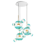 Люстра подвесная с прозрачными бирюзовыми стеклянными шарами и круглым основанием 3 лампы Giopato & Coombes варинант исполнения - 3 | Loft Concept в Воронеже