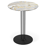 Стол журнальный с круглой столешницей из стекла Gray and Gold Marble варинант исполнения - 1 | Loft Concept в Воронеже