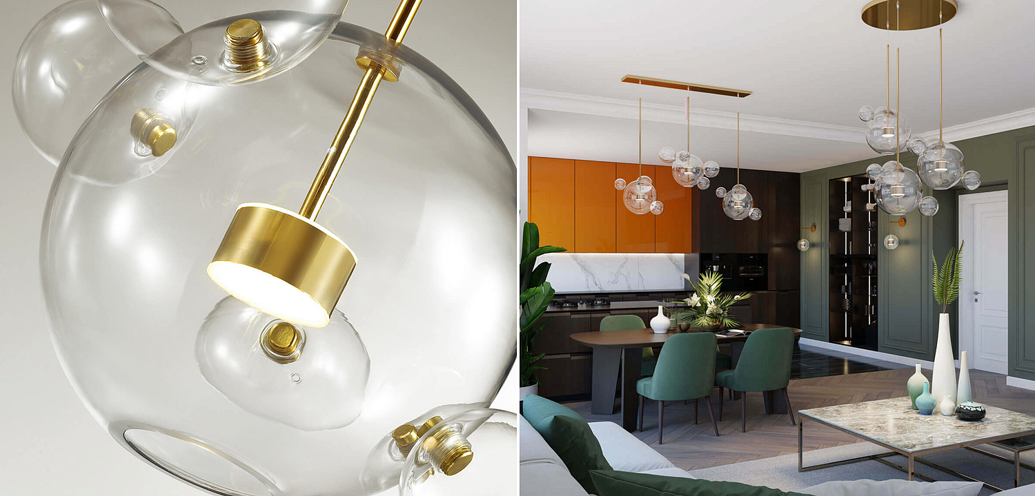 Люстра Transparent Bubble Chandelier Gold Line Люстра Transparent Bubble Chandelier Gold Line - Loft-Concept в Воронеже