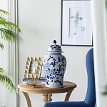 Ваза с крышкой и синим цветочным узором Blue & White Ornament  варинант исполнения - 5 | Loft Concept в Воронеже