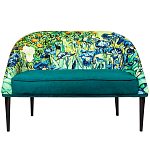 Диван двухместный из натурального бука зеленый с цветочным принтом Impressionism in Art варинант исполнения - 1 | Loft Concept в Воронеже