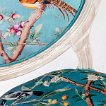 Стул из массива бука бирюзовый с изображением птиц и цветов Turquoise Beige Chinoiserie Peach Garden Chair варинант исполнения - 2 | Loft Concept в Воронеже
