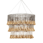 Люстра трехъярусная с декором из круглых деревянных бусин с кисточками Gray Brown Wooden Beads Chandelier варинант исполнения - 2 | Loft Concept в Воронеже