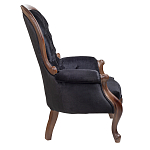 Кресло с мягкой обивкой из черного велюра на 4-х деревянных ножках Evelyn Classical Armchair варинант исполнения - 2 | Loft Concept в Воронеже