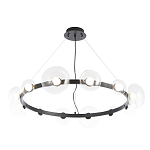Люстра подвесная круглая с 12-ю прозрачными куполообразными плафонами и черным металлическим основанием Flos Wireline Lighting варинант исполнения - 3 | Loft Concept в Воронеже