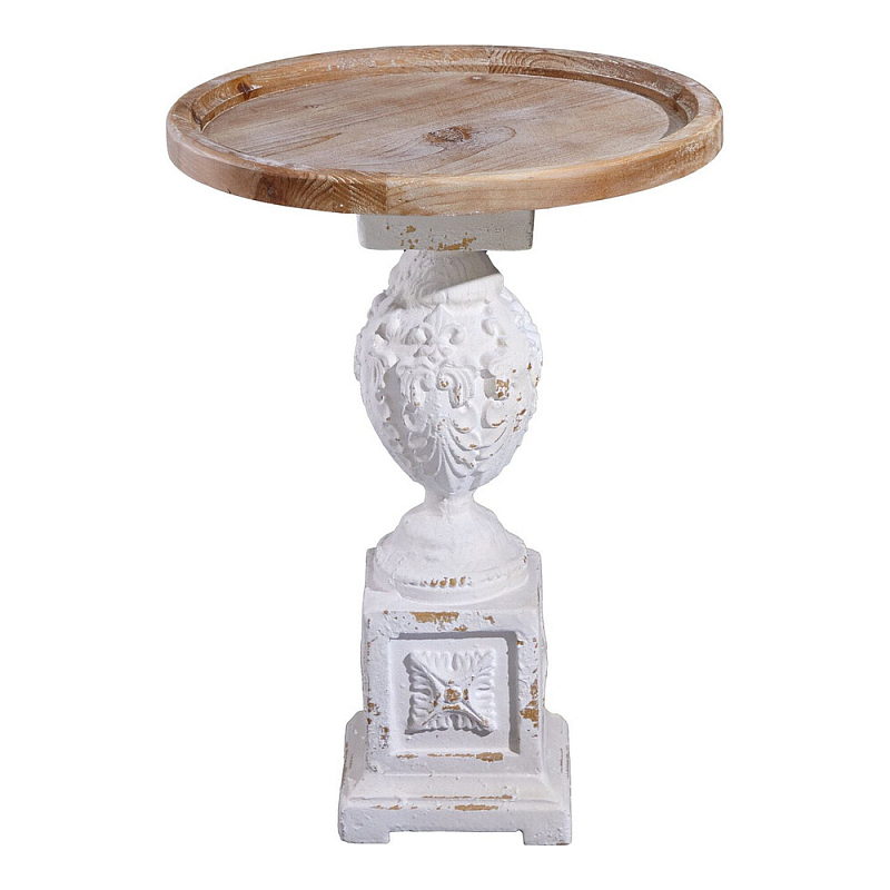 Приставной столик с резным античным узором Antique Engraving Белый Кремовый в Воронеже | Loft Concept 