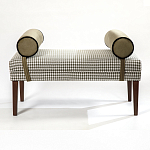 Банкетка Banquette PIED DE POULE с принтом гусиная лапка и бежевыми подлокотниками  варинант исполнения - 3 | Loft Concept в Воронеже