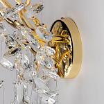 Бра золотого цвета с декоративными ветвями и прозрачными подвесками в форме листьев Droplet Chandelier варинант исполнения - 5 | Loft Concept в Воронеже