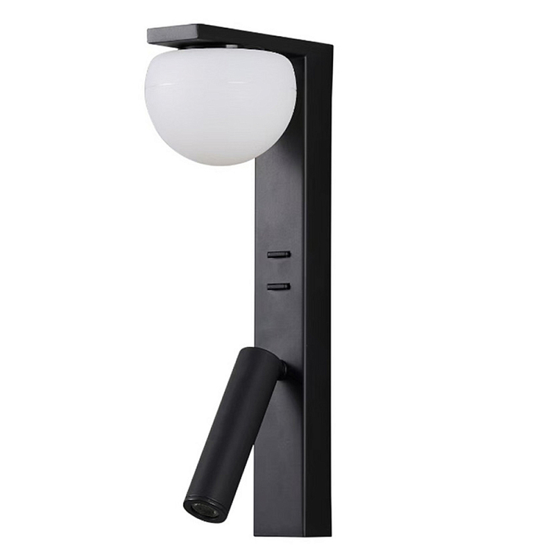 Бра с белым полусферическим плафоном и цилиндрическим поворотным спотом Trumpet Wall Lamp Черный Белый Бра с белым полусферическим плафоном и цилиндрическим поворотным спотом Trumpet Wall Lamp Черный Белый в Воронеже | Loft Concept