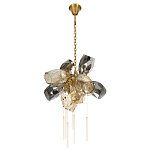 Люстра подвесная со стеклянными плафонами из дымчатого и золотистого с шестью вертикальными подвесками Gilded Mirage  варинант исполнения - 5 | Loft Concept в Воронеже