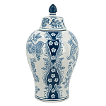 Ваза с крышкой и голубым цветочным рисунком на белом фоне Blue & White Ornament варинант исполнения - 2 | Loft Concept в Воронеже