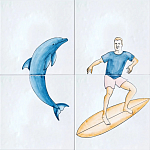 Плитка с узором Дельфин Серфингист варинант исполнения - 2 | Loft Concept в Воронеже