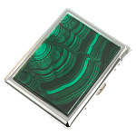 Портсигар на 10 сигарет с газовой зажигалкой из натурального камня Малахит Stone Cigarettes Cases варинант исполнения - 1 | Loft Concept в Воронеже