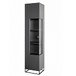 Шкаф-витрина цвета графит с полками и стеклянной дверью Strict Lines варинант исполнения - 1 | Loft Concept в Воронеже