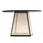 Обеденный стол с круглой чёрной столешницей и плетёным основанием Savanna Round Table варинант исполнения - 1 | Loft Concept в Воронеже