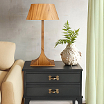 Настольная лампа со скошенным конусовидным абажуром и фигурной ножкой в цвете тик Accord Lighting варинант исполнения - 6 | Loft Concept в Воронеже