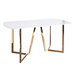 Стол обеденный белый с золотыми глянцевыми ножками Laconic White Table варинант исполнения - 1 | Loft Concept в Воронеже
