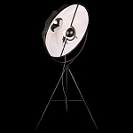 Торшер в виде прожектора с круглым тканевым абажуром на треноге черного цвета Radiance Éclat варинант исполнения - 3 | Loft Concept в Воронеже