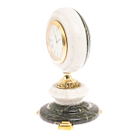 Часы настольные бронзовые из натуральных камней Мрамор и Змеевик Stone Clock варинант исполнения - 8 | Loft Concept в Воронеже