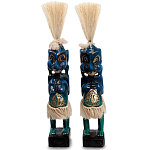 Комплект из 2-х деревянных статуэток Asmat Straw Headdress Statuettes Blue Tattoo варинант исполнения - 1 | Loft Concept в Воронеже