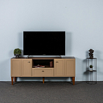 ТВ-тумба бежевая из массива бука с 2-мя дверками и ящиком Wenge Light варинант исполнения - 5 | Loft Concept в Воронеже