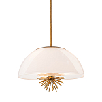 Подвесной светильник золотого цвета с полусферическим опаловым плафоном и декоративным элементом Elstead Lighting варинант исполнения - 1 | Loft Concept в Воронеже