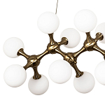 Линейная люстра с плафонами из стеклянных шаров Pearls Suspension Linear Brass Chandelier варинант исполнения - 2 | Loft Concept в Воронеже