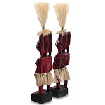 Комплект из 2-х деревянных статуэток Asmat Straw Headdress Statuettes Red Turquoise варинант исполнения - 2 | Loft Concept в Воронеже