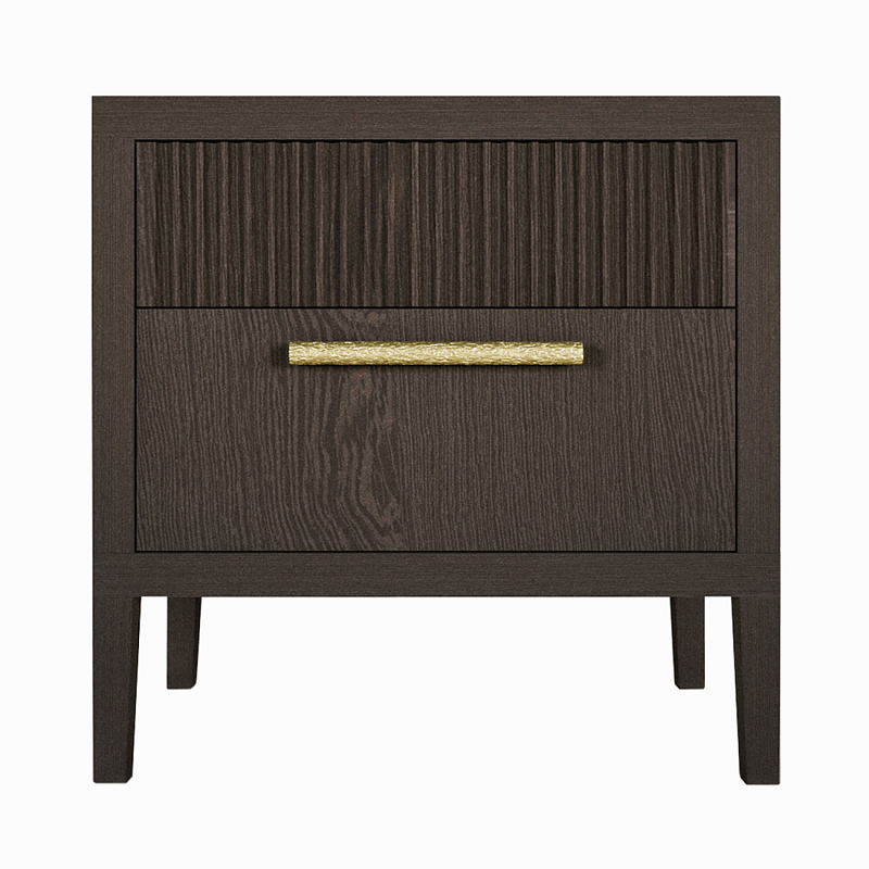 Прикроватная Тумбочка Primo с двумя ящиками Темный орех Орех Золотой в Воронеже | Loft Concept 