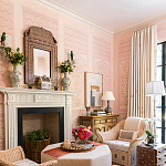 Обои ручная роспись Jharokha Arches Original colourway on pink painted Xuan paper варинант исполнения - 3 | Loft Concept в Воронеже