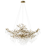 Подвесная люстра в виде ветвей деревьев золотого цвета с прозрачными подвесками-каплями 10 и 14 ламп Droplet Chandelier варинант исполнения - 1 | Loft Concept в Воронеже