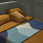 Плед из хлопка синего цвета с абстрактным принтом Elysian Flow Ocean варинант исполнения - 5 | Loft Concept в Воронеже