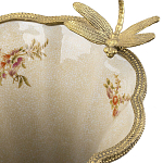 Ваза голубого цвета из фарфора с цветочным рисунком и бронзовой стрекозой Blue Garden варинант исполнения - 1 | Loft Concept в Воронеже